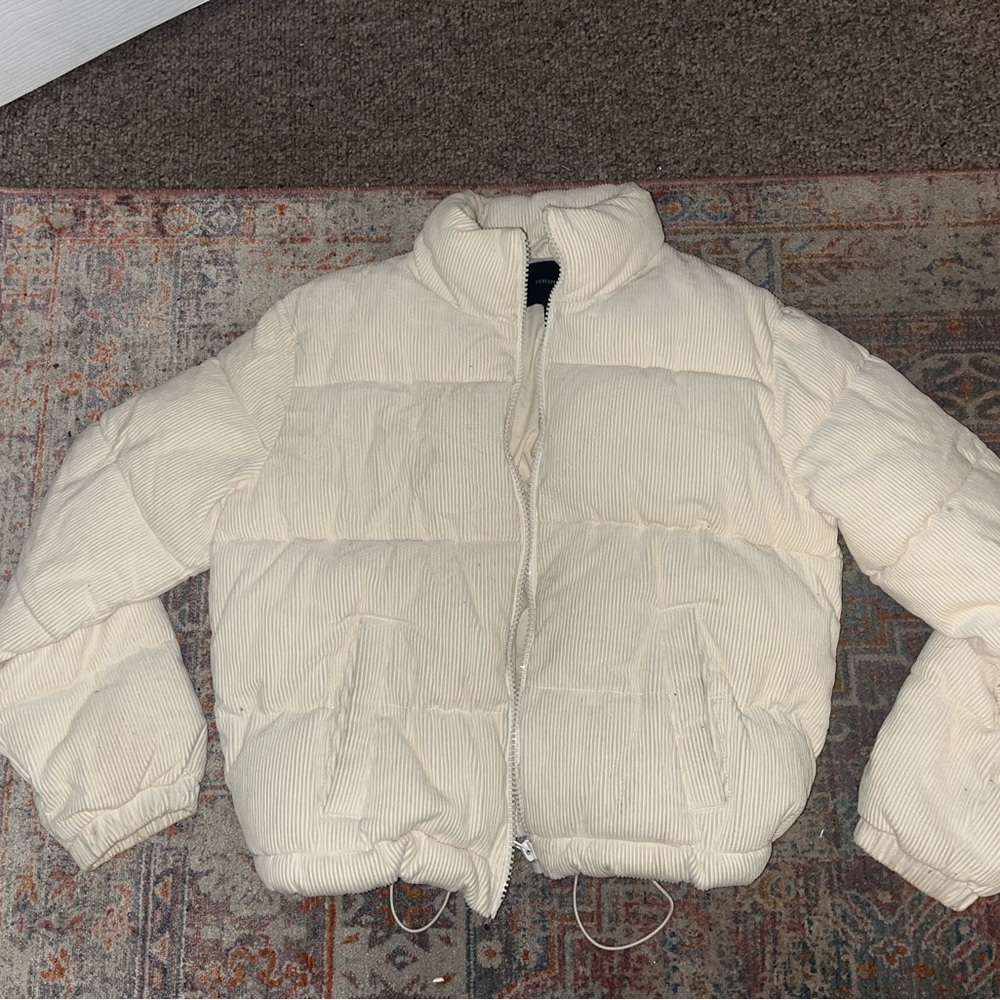 White Corduroy Puffer Coat